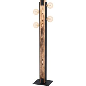 EGLO Layham Vloerlamp - E27 - 127,5 cm - Hout/Staal - Zwart/Bruin