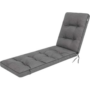 Ligstoel kussen 201 x 55 x 8 cm - Comfortabele bekleding voor tuinligstoel - Antraciet kleurig