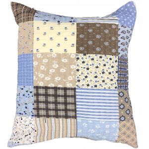 Kora Kussen 40x40cm Blauw - Katoen, Strijkvrij