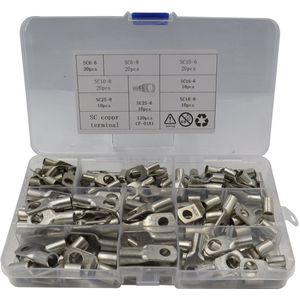 120 stuks - Kabelschoenen - Kabelschoen - Kabel Terminals - kabeluiteinden - 6mm² 10mm² 16mm² 25mm² - Connector Terminals voor Accu Auto, Motor - Vertinde Koperen - Met classificatievak