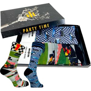Sock My Feet geschenkdoos sokken heren 43 46 - cadeau voor man - duurzaam - naadloos - Formule 1 Retro Cars