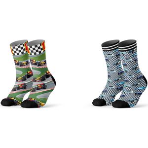 Sock My Feet geschenkdoos sokken heren 39 42 - cadeau voor man - duurzaam - naadloos - Formule 1 Retro Cars