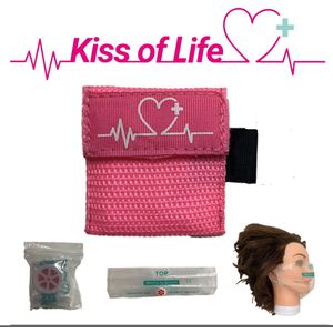 Reanimatiemasker | Kiss of Life | Reanimeren | Beademingshulpmiddel | Sleutelhanger zonder ring | Roze