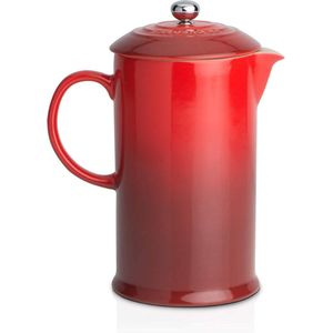 Cafetière French Press van aardewerk - 1 liter - voor 3-4 kopjes - kersenrood