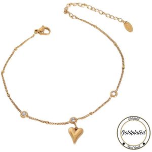 Soraro Heart Zirkonia Enkel band | Goldplated | Goudkleurig | Hartje | Vrouwen Enkelband | Zirkonia | Sieraden | Mooie Cadeauverpakking | Moederdag Cadeau | Vrouwen