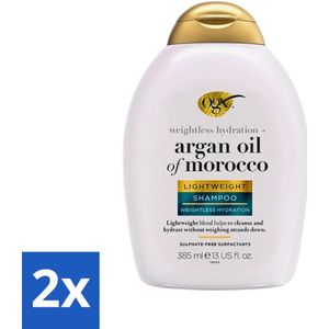 2 x OGX - Argan Oil of Morocco - Shampoo - Lichtgewicht - Voor Dagelijks Gebruik - 385 ml - Argan Shampoo - Argan Olie Haar - Lichte Shampoo - Shampoo Voor Dagelijks Gebruik - Haarverzorging