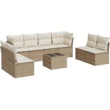 vidaXL - 9-delige - Loungeset - met - kussens - poly - rattan - beige