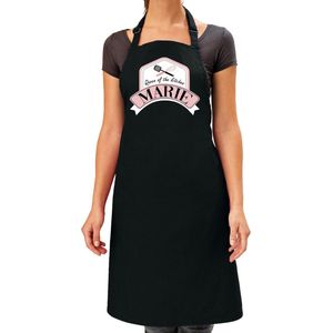 Naam cadeau Marie - Queen of the kitchen schort zwart - keukenschort cadeau