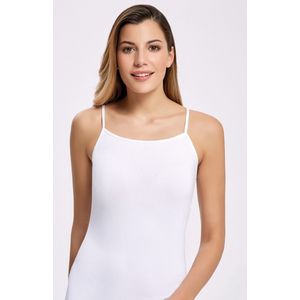 2 Pack ilke® Dameshemd met Spaghettibandjes van Stretch Katoen-Wit-XL