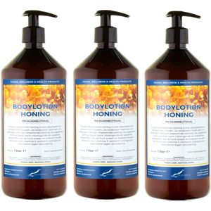 Bodylotion Honing 1 Liter - met gratis pomp - set van 3 stuks