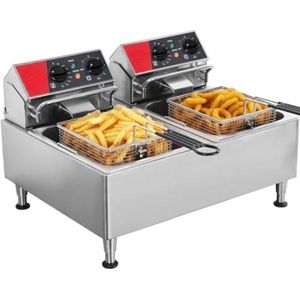 Dubbele frituurpan - Dubbele friteuse - Dubbele frietpan - 44 x 57,5 x 37,5 cm - 12,7 kg - 6000 W‎