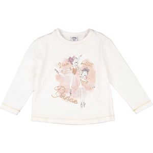 Longsleeve - t-shirt lange mouw - meisjes - wit - dancing - maat 146/152