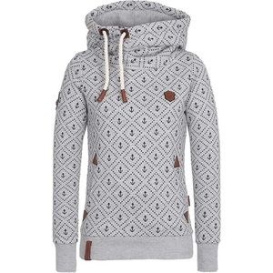 Dames Sweatshirt met Capuchon - Lange Mouwen - Hartprint en Ankerpatroon - Fleece Jas voor Herfst en Winter