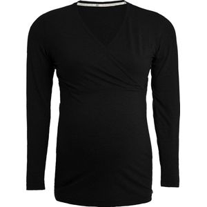 Baby's Only Zwangerschapstop lange mouw Glow - Zwangerschapsshirt gemaakt uit 96% viscose en 4% elastaan - Longsleeve shirt dames met voedingsfunctie - Zwart - XL
