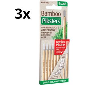 Piksters Bamboe Rechte Ragers - Maat 4 - Rood - 3 x 8 stuks - Voordeelverpakking