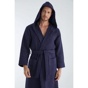 Waffle Heren Badjas Richard / Navy Blauw / maat XXL