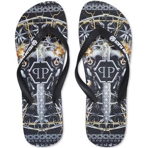 Philipp Plein - Slippers - BRD-90199-BLACK-MULTI - Unisex - zwart,geel - EU 40-41