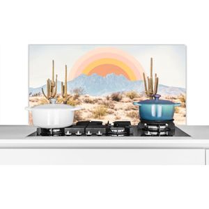 Spatscherm keuken 100x50 cm - Kookplaat achterwand Cactussen - Planten - Natuur - Zon - Muurbeschermer - Spatwand fornuis - Hoogwaardig aluminium