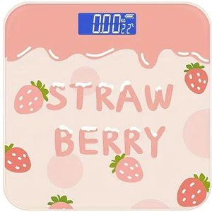 Slimme Personenweegschaal - Aardbei Design - Bluetooth - Tot 180kg Weegcapaciteit - LCD Nachtzichtscherm