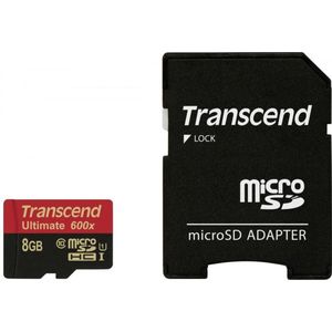 Transcend Ultimate (600x) microSDHC-kaart Industrial 8 GB Class 10, UHS-I Incl. SD-adapter