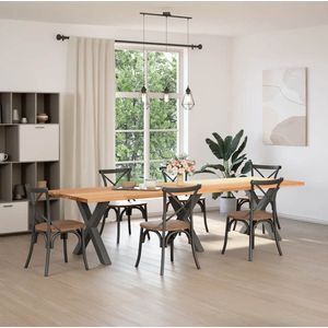 vidaXL - Eettafel - rechthoekig - 320x100x74 - cm - massief - eikenhout - lichtbruin