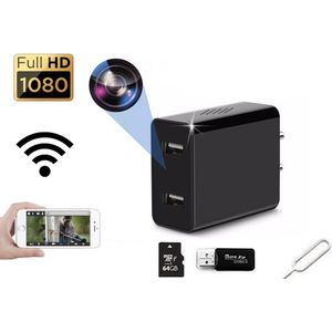 Trend Goods Verborgen Spy Camera Dubbele USB Adapter Stekker - Wifi met App - USB Stekker - Spy Camera - Spionage Camera - Beveiligingscamera FULL HD 1080P - Incl. 64GB Micro SD kaart - Nachtzicht - Bewegingssensor