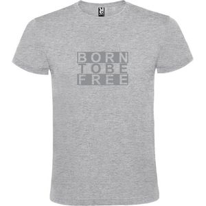 Grijs  T shirt met  print van ""BORN TO BE FREE "" print Zilver size XS