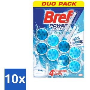 10 x Bref Toiletblok Power Activ Oceaan 2 stuks per verpakking - Oceaan Geur - Langdurige Geur - Toilet Reiniging