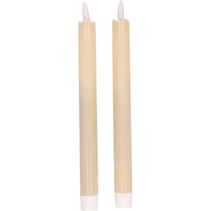 2x Creme witte LED kaarsen/dinerkaarsen 25,5 cm - Kerst diner tafeldecoratie - LED kaarsen