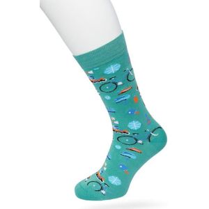 Bonnie Doon Heren Sokken met Sport Print maat 40/46 Groen - Thema Sokken - Sporten - Cadeau Sokken - Zacht Katoen met Gladde Teennaad - Comfortabel - Perfect Cadeau - Deep Sea Green - BT992136.210