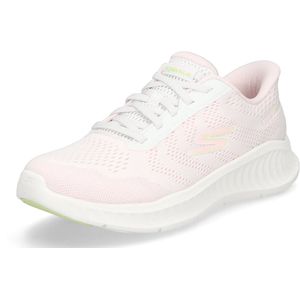 Instappers - Wit/Roze - Textiel - Vrijetijdsschoen met Hielkussen en Slip-in Technologie