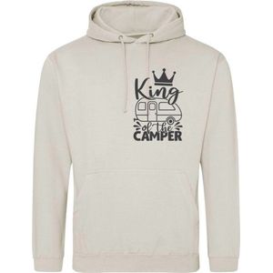 Camping hoodie - Hoodie Beige - King of the camper - Heren - Maat 2XL