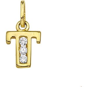 Huiscollectie Bedel Letter T Zirkonia Goud