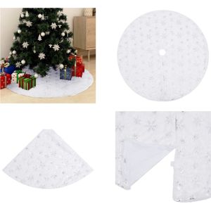 vidaXL Kerstboomrok luxe 90 cm kunstbont wit - Kerstboomjurk - Kerstboomjurken - Kerstboomrok - Kerstboomrokken