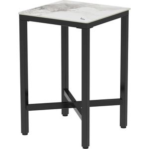 Statafel - Bartafel Keuken - Luxe Staantafel - Keukeneiland - Partytafel - Barmeubel - Voor Binnen & Buiten - 105x70x70 Cm - Marmer - Glossy Wit