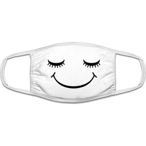 Just Smile grappig mondkapje| gezichtsmasker | bescherming | bedrukt | logo | Wit mondmasker van katoen, uitwasbaar & herbruikbaar. Geschikt voor OV