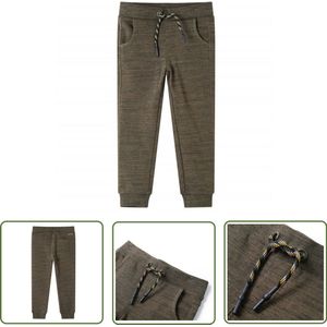 vidaXL Meisjes Joggingsbroek - Kinderjoggingbroek - Kinderjoggingbroek 140 gemêleerd donker kaki - Jongens Joggingsbroek - Sportieve Kleding - Casual Kleding