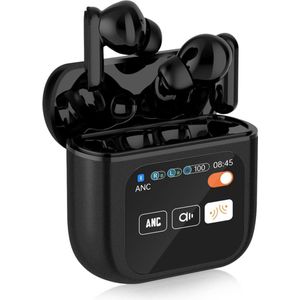 Otiume Draadloze Oordopjes - LCD Scherm Bluetooth Oortjes Wireless Earbuds Touchscreen Earphones - Zwart