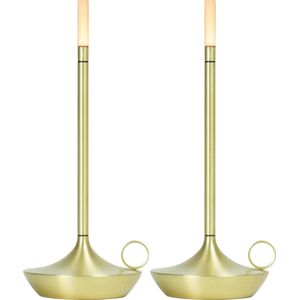 2 Stuks - Tafellamp – Oplaadbaar - Goud – Dimbaar – 26CM – Aluminium – Bureaulamp – Tafellamp Slaapkamer