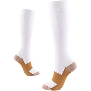 CHPN - Compressiesokken - Steunkousen - Vliegtuigsokken - Compressiekous - Sportsokken - Wit - Maat 35/40 / S/M - Unisex - Betere bloedsomloop