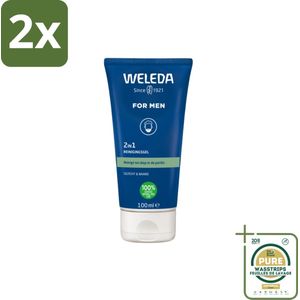 WELEDA - Reinigingsgel & Baardwash 2‑in‑1 Men - 100 ml - Voordeelverpakking - 2 stuks - Gezichtsreiniger - Baardverzorging