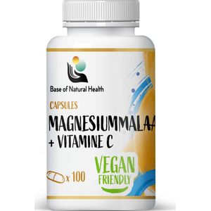 Base Of Natural Health - Magnesium + Vitamine C 75g 100 stuks - In Tabletten - Voedingssupplement - Magnesium - - Goed Opneembare - Magnesium is Goed voor de Spieren & Vitamine C Ondersteunt de Natuurlijke Weerstand - Hooggedoseerd