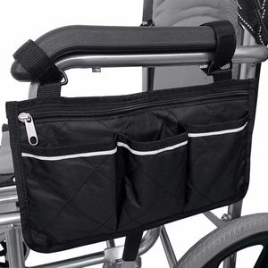 SINBLUE Tas voor rolstoel, armleuning, zwart, rolstoeltas, zijdelings voor elektrische rolstoel, tas voor rolstoel, Oxford waterdicht, klein (32,5 x 18 cm)
