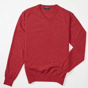 Osborne Knitwear Trui met V hals - Geelong wol - Poppy Melange - S