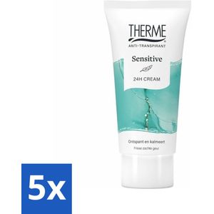 5 x Therme - Sensitive - Anti-transpirant Crème - Hydraterend - 60ml - 24 Uur Bescherming - Anti-transpirant Crème - Oksel - Geur - Verzorgende