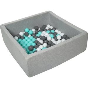 Viking Choice - Ballenbak grijs - vierkant 90x90 cm - 150 ballen - wit, grijs, turquoise