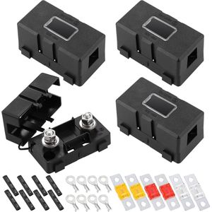 4 stuks midi-zekeringhouders - autozekeringhouders - met 40 A 50 A 80 A - Mega zekering - 8 stuks terminal - Mega zekeringhouder - zekeringen - auto boot SUV vrachtwagen - stijl A.