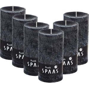 SPAAS Kaarsen - Zwarte Rustieke Kaarsen 68/130 mm - Stompkaars - Set van 6 Stuks - ± 60 Branduren - Voordeelverpakking