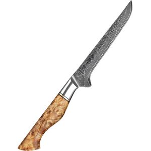HEZHEN B30 Series - Uitbeenmes - 6 inch - VG10 Damascus Staal - Handvat van Plataanhout met Klinknagel Mozaïek