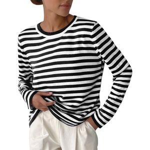 Elegante damestrui met ronde hals en lange mouwen - Klassiek gestreept design voor lente en herfst